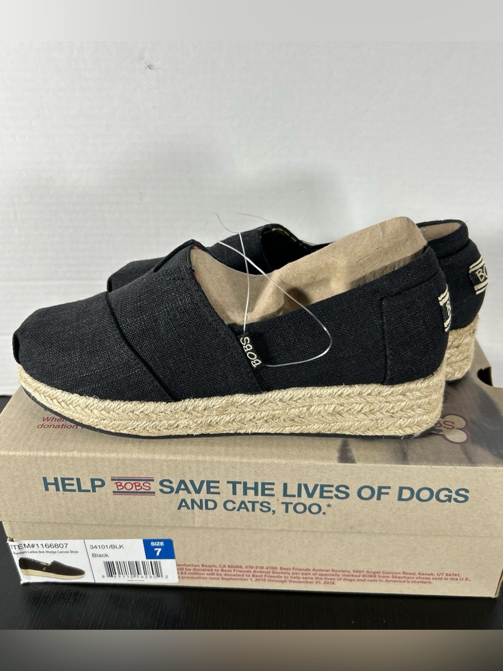 BOBS by Skechers Black size 7 Platform Slip-Ons new with box memory foam